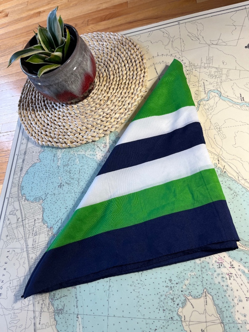 Geometric Blue and Green Michelangelo Roma Scarf